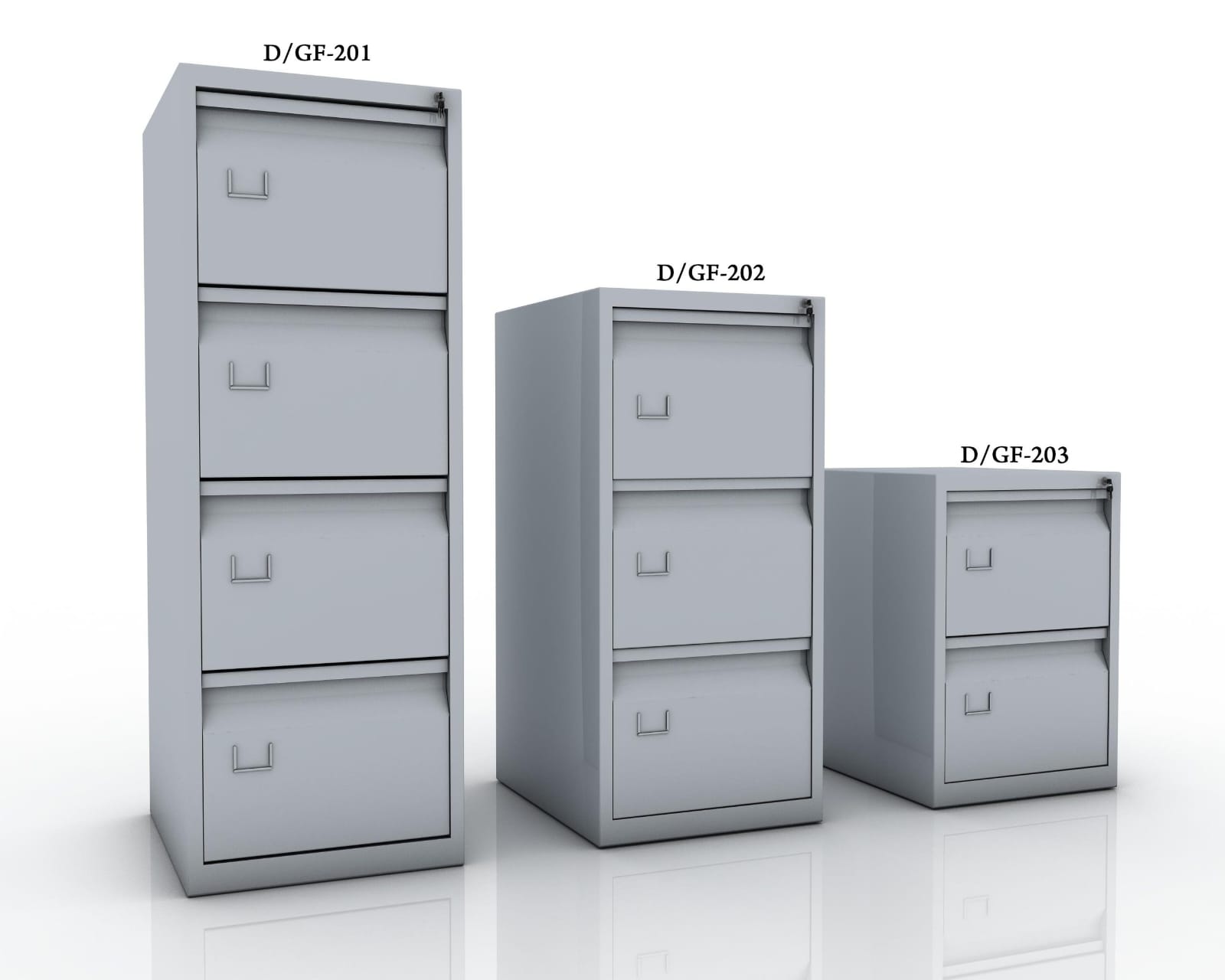 AEIW steel filing cabinet range — 4-drawer, 3-drawer and 2-drawer models